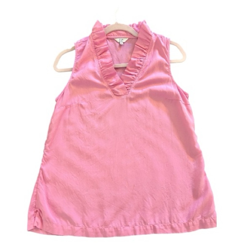 Crown & Ivy Pink Sleeveless Ruffle Blouse